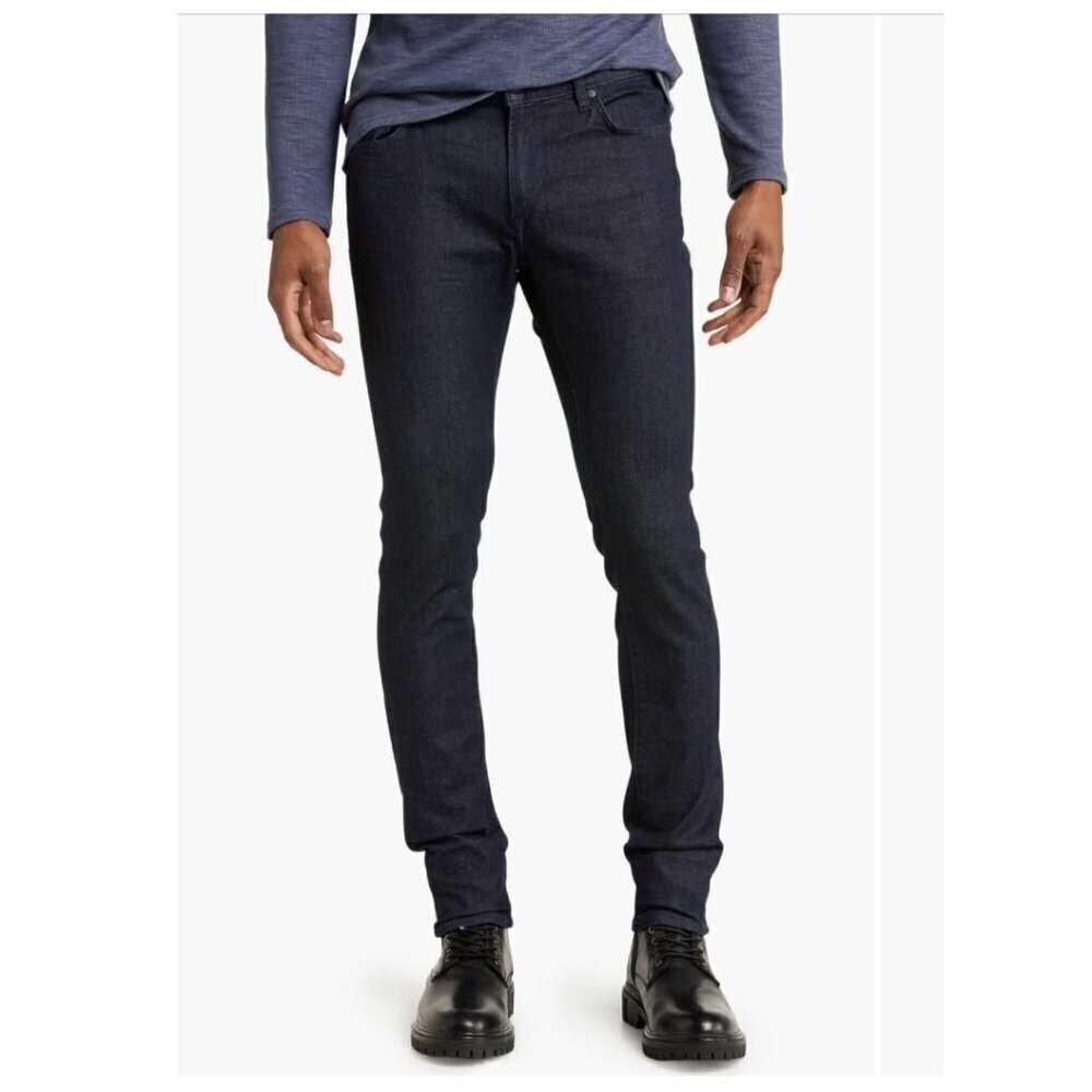 John Varvatos Mens Dark Indigo Wash Mid Rise Skinny Straight Leg Jeans Sz 32 New